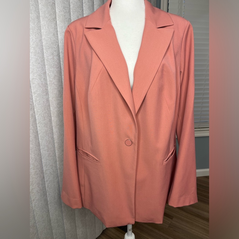 Lane Bryant Soft Pink “The Bryant Blazer” Single Button Shoulder Pads Size 22